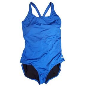 Speedo Blue One Piece Cross Back Swimsuit Bathing Suit with 50 SPF.